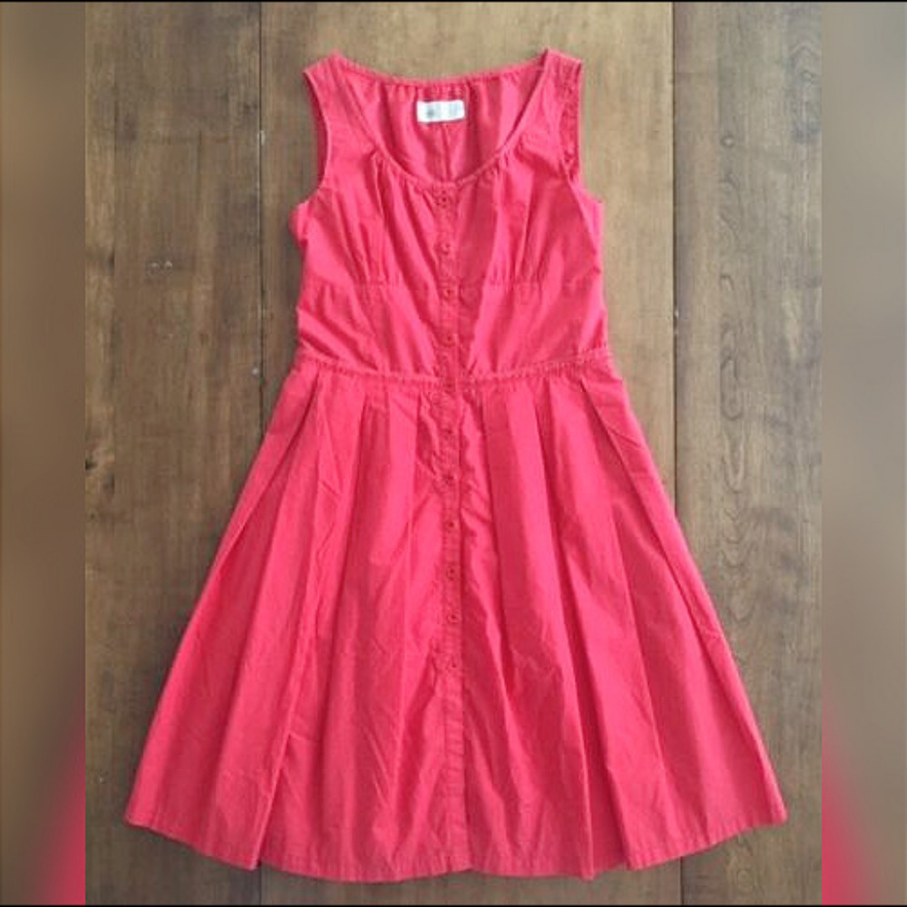 OLIVE DES OLIVE SLEEVELESS BUTTON FRONT DRESS Red